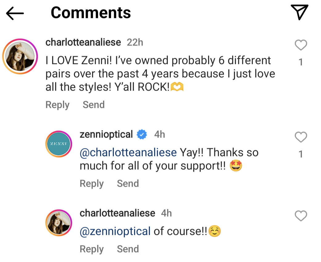 Zenni social listening example
